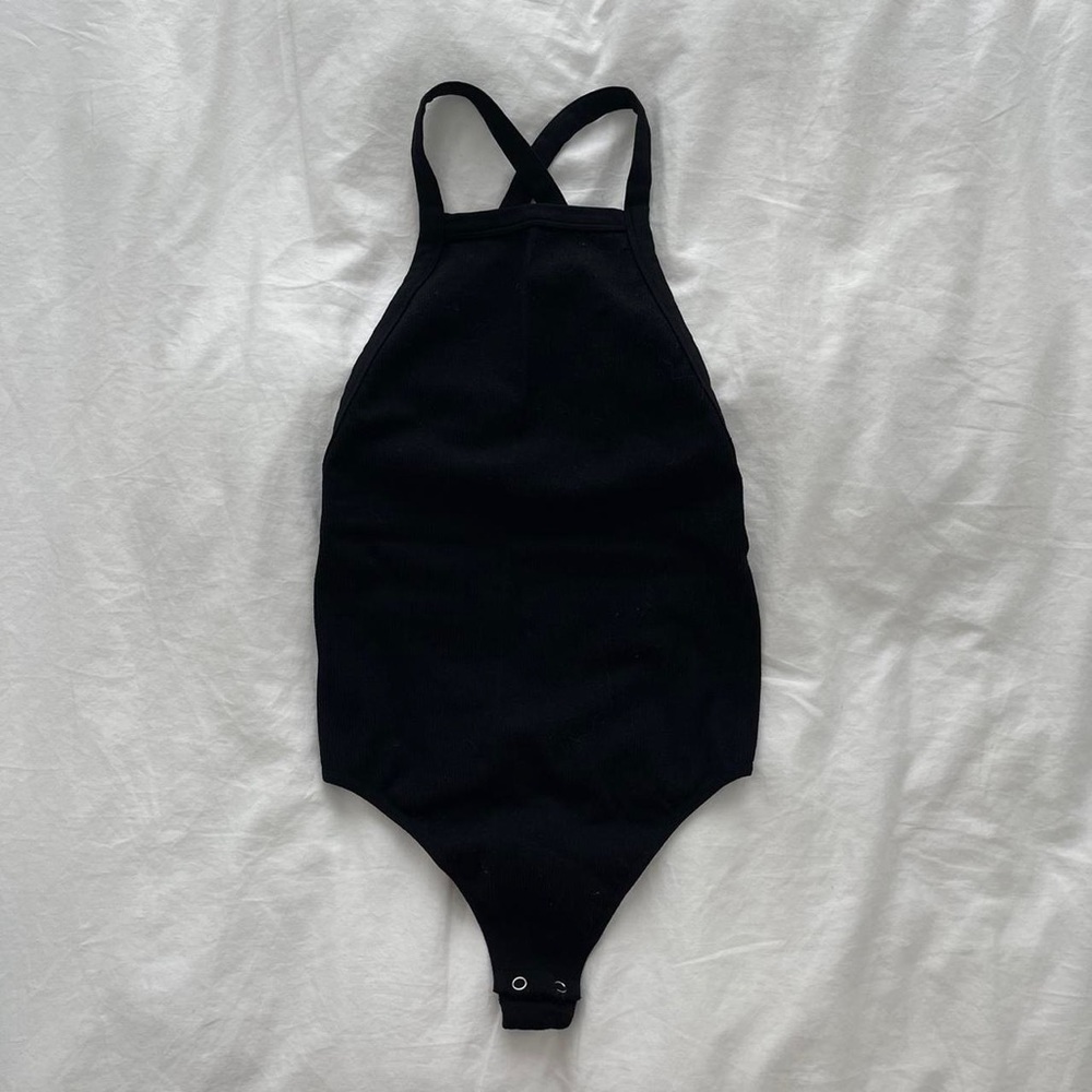Black Ribbed Bodysuit